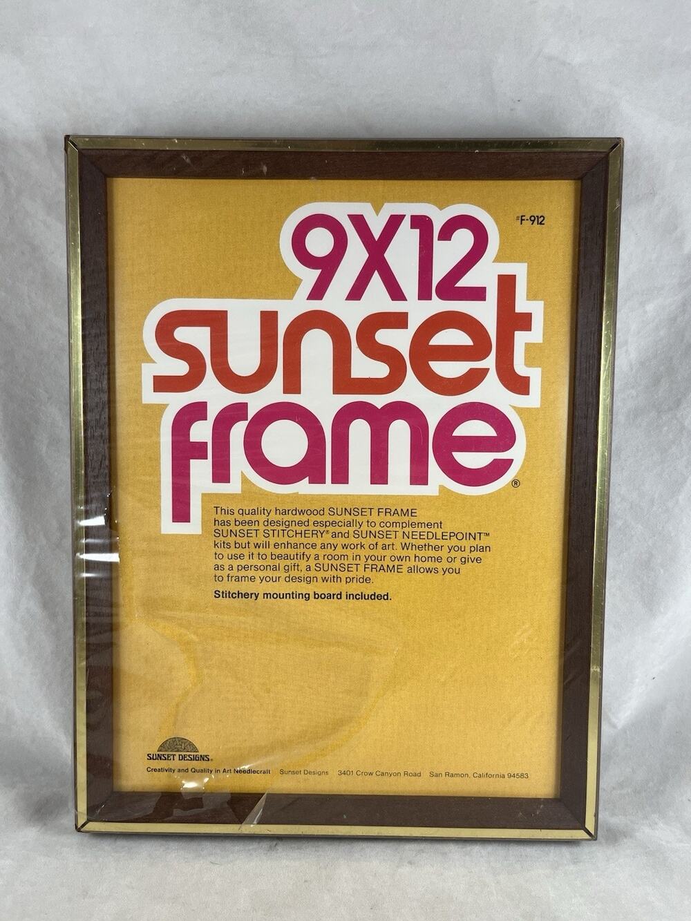 Sunset Wood Frame for Stitchery or Needlepoint Art New Unused Vintage NIP